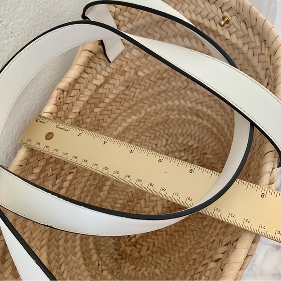 🏝️ POOLSIDE Essaouira Small White Genuine Leather Straw Basket Bag